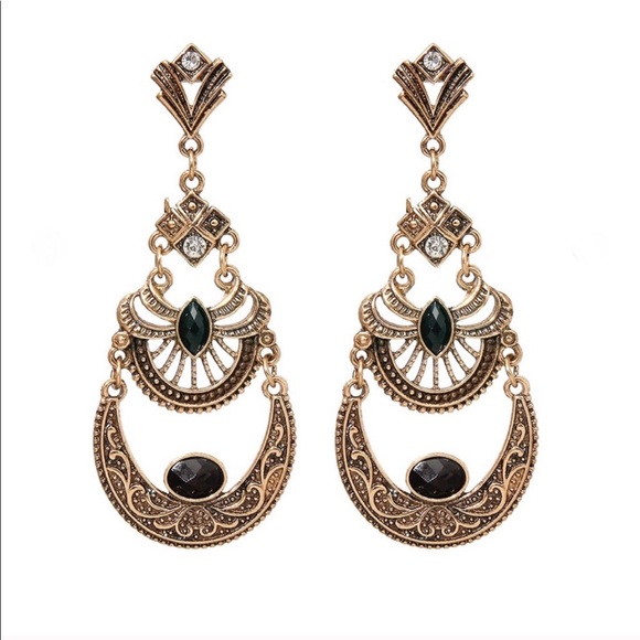 Boho Gypsy Drop Earrings Gold - Picture 1 of 2